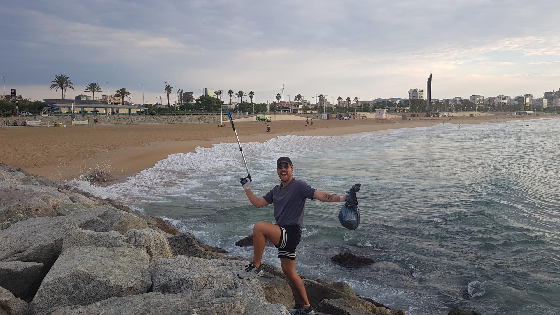 Barcelona-based employees cleaning up a local beach
