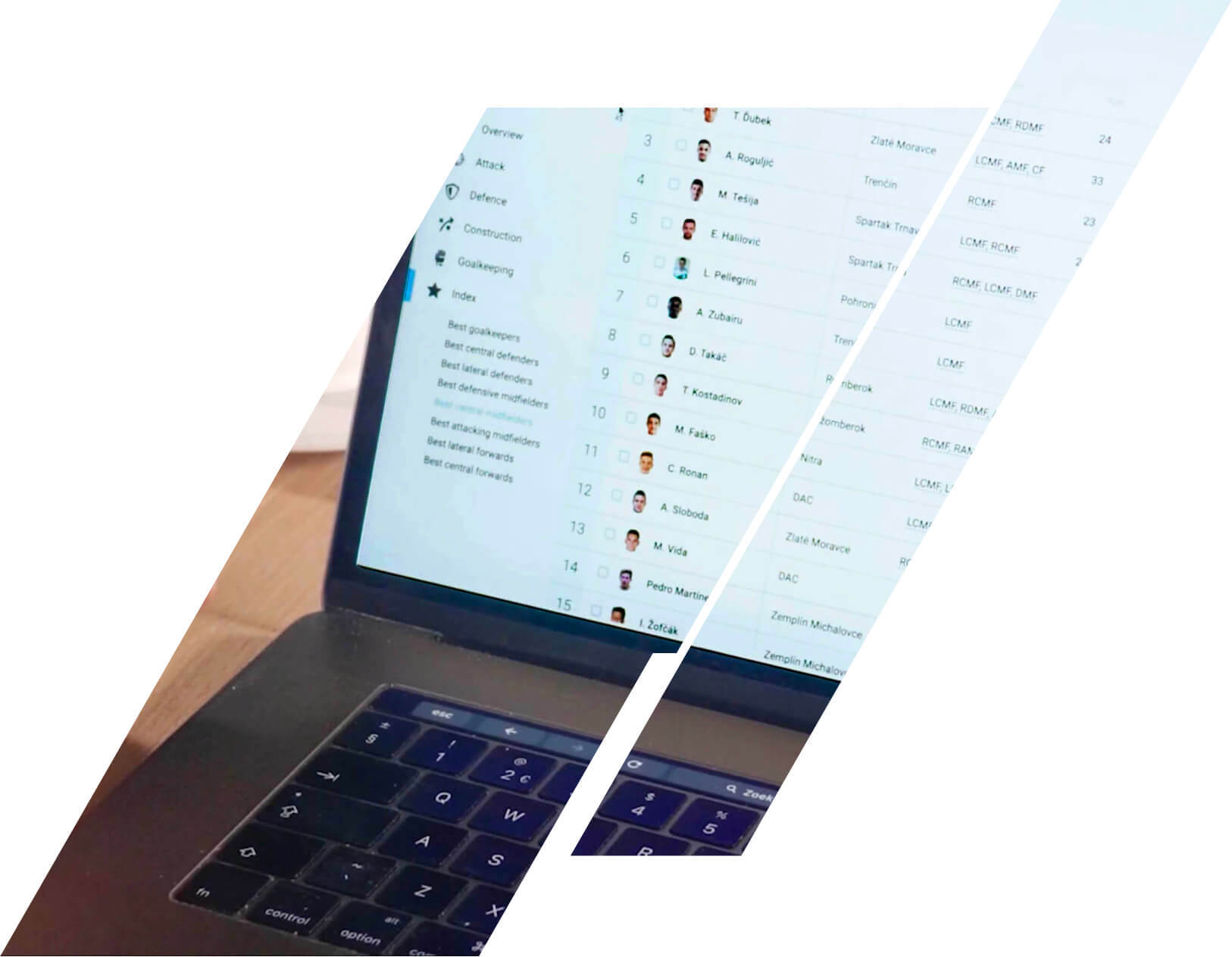 Athlete recruitment window on a laptop