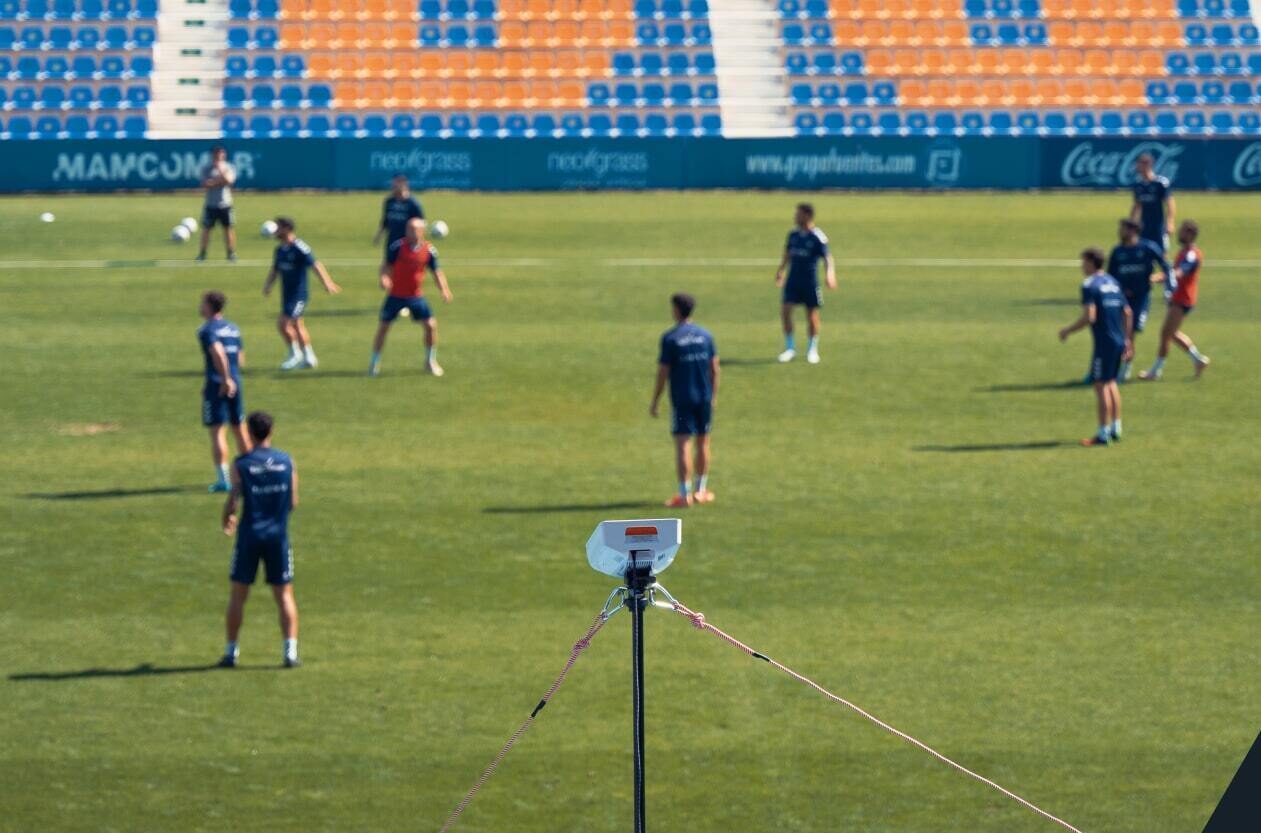 A Focus Flex camera set up on a football pitch with players in view