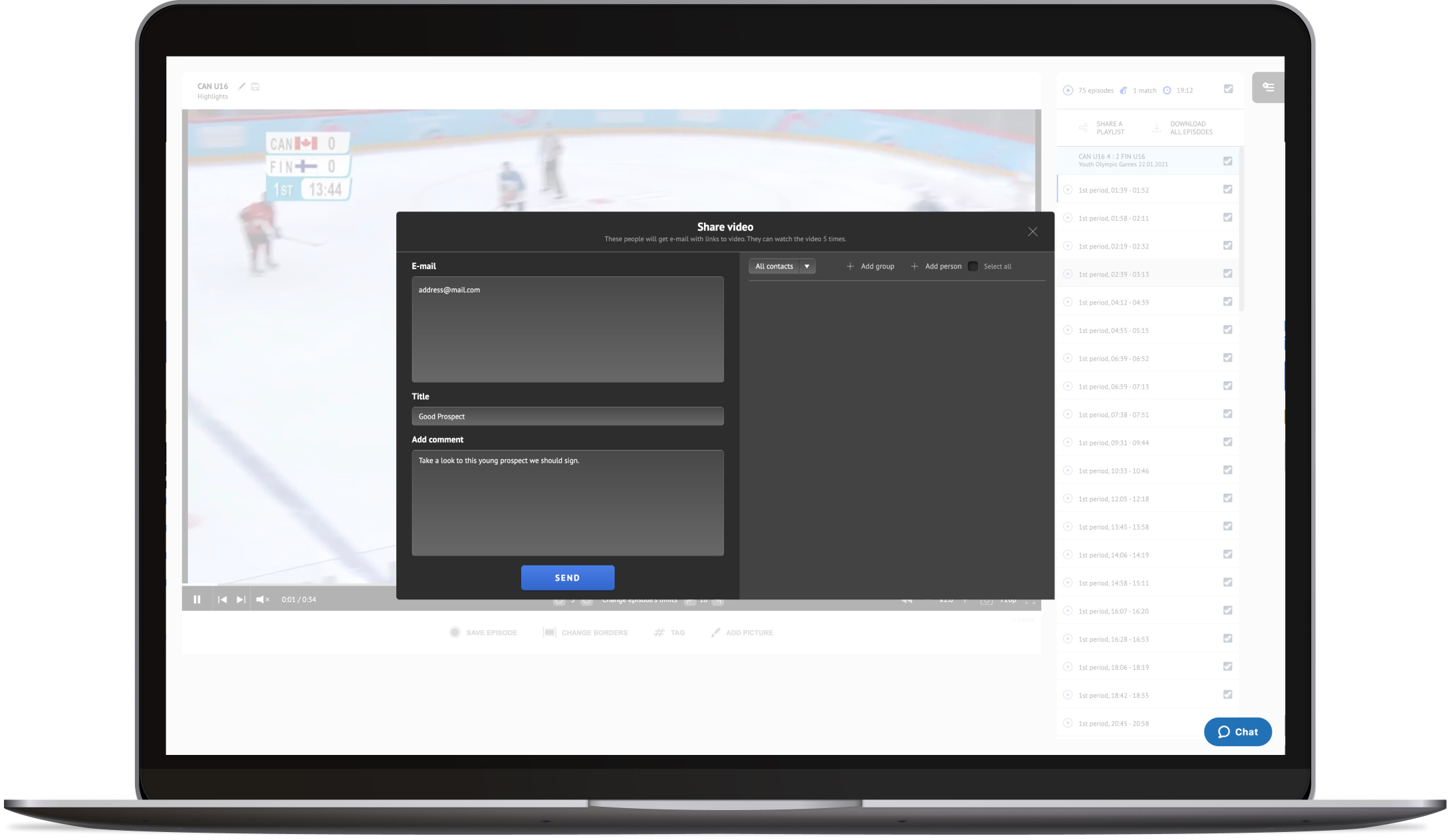 Laptop with Instat messaging UI