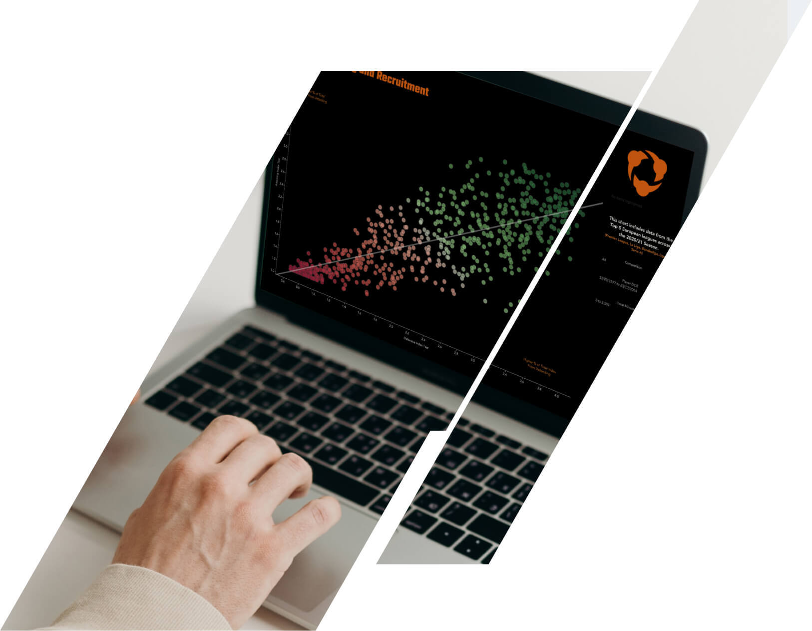 person on laptop browsing wyscout data report